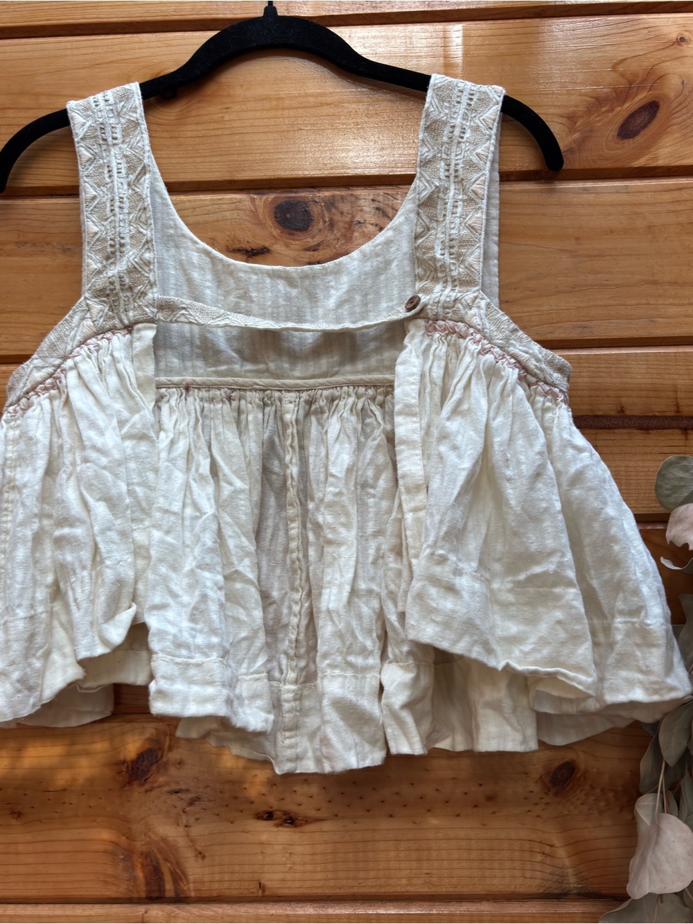 Free people heirloom Boho Embroidered Cream Peplum Tank Top crop - Picture 4 of 7